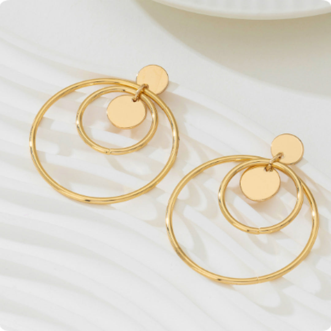 Multi Layer Circular Earrings, New Fashionable And Trendy For Women