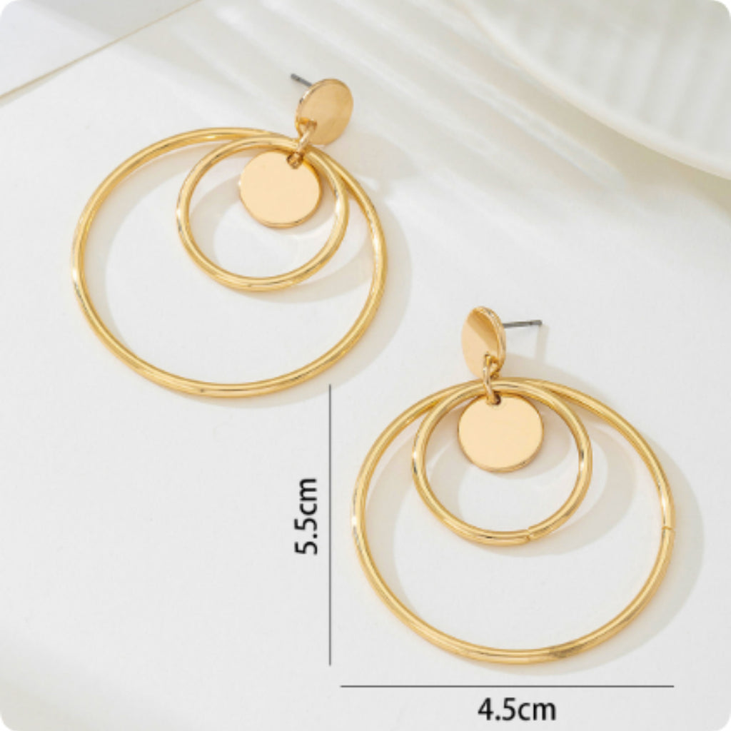 Multi Layer Circular Earrings, New Fashionable And Trendy For Women