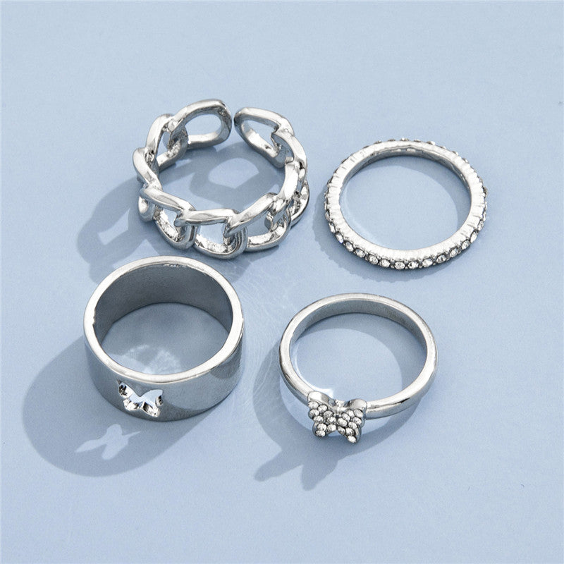 Personalized Butterfly Full Rhinestone Hollow Design Ring