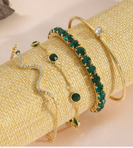 Diamond Bracelet Suit Rhinestone Chain Bracelet Four-piece Set For Women