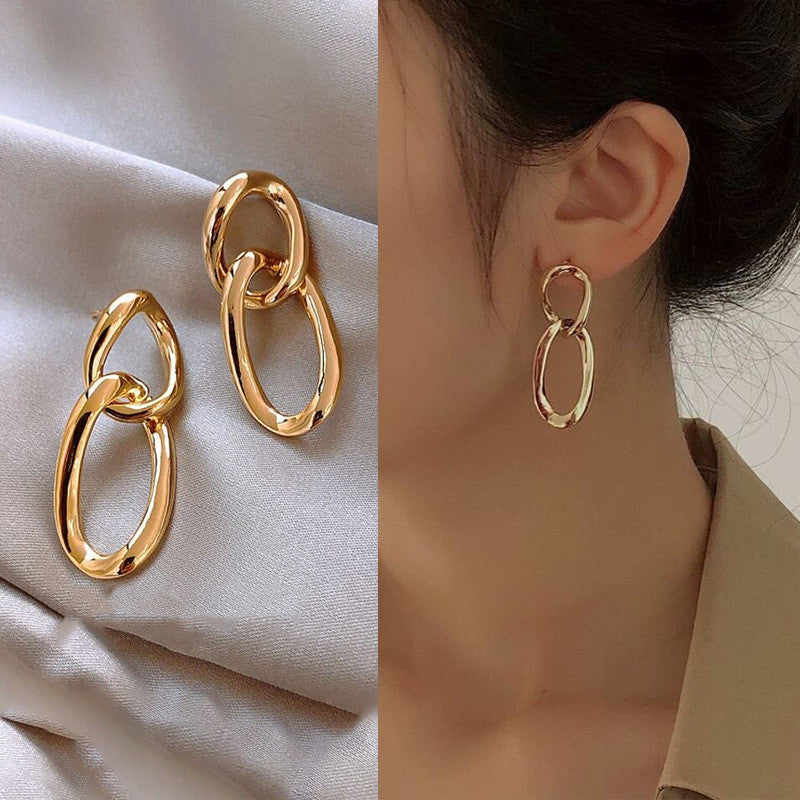 New European And American Retro Personality Geometric Earrings Female Simple Niche Design High-End Earrings Exaggerated Temperament Earrings
