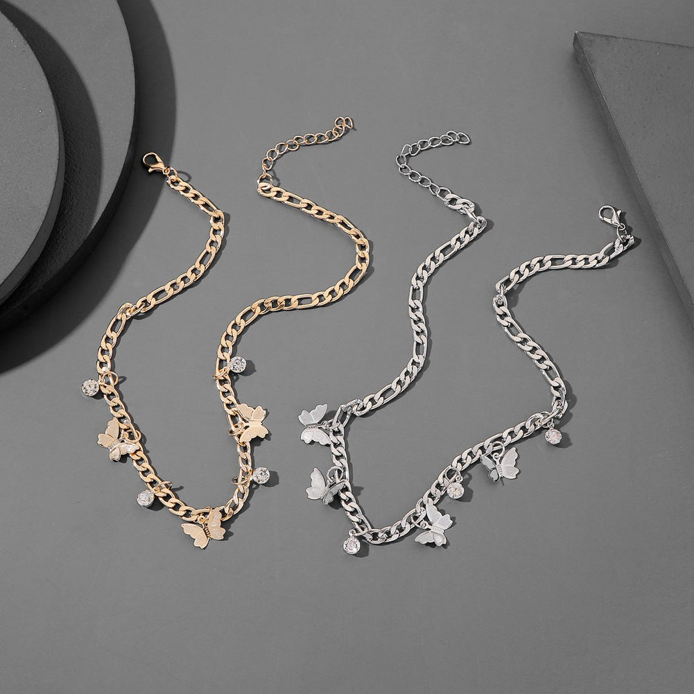 Fashion Geometric Single Layer Three-Dimensional Rhinestone Necklace