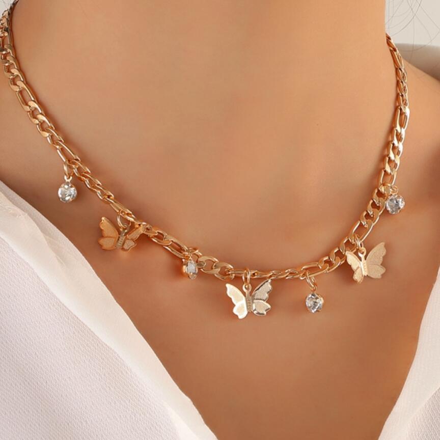 Fashion Geometric Single Layer Three-Dimensional Rhinestone Necklace