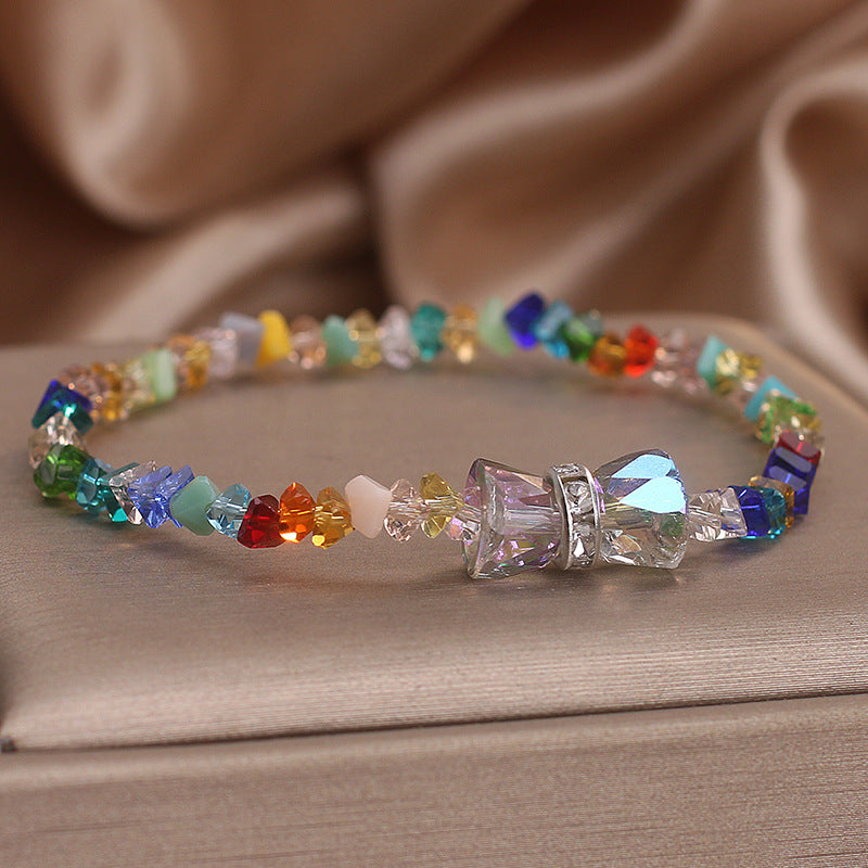 Summer Colorful Crystal Bow Bracelet For Women