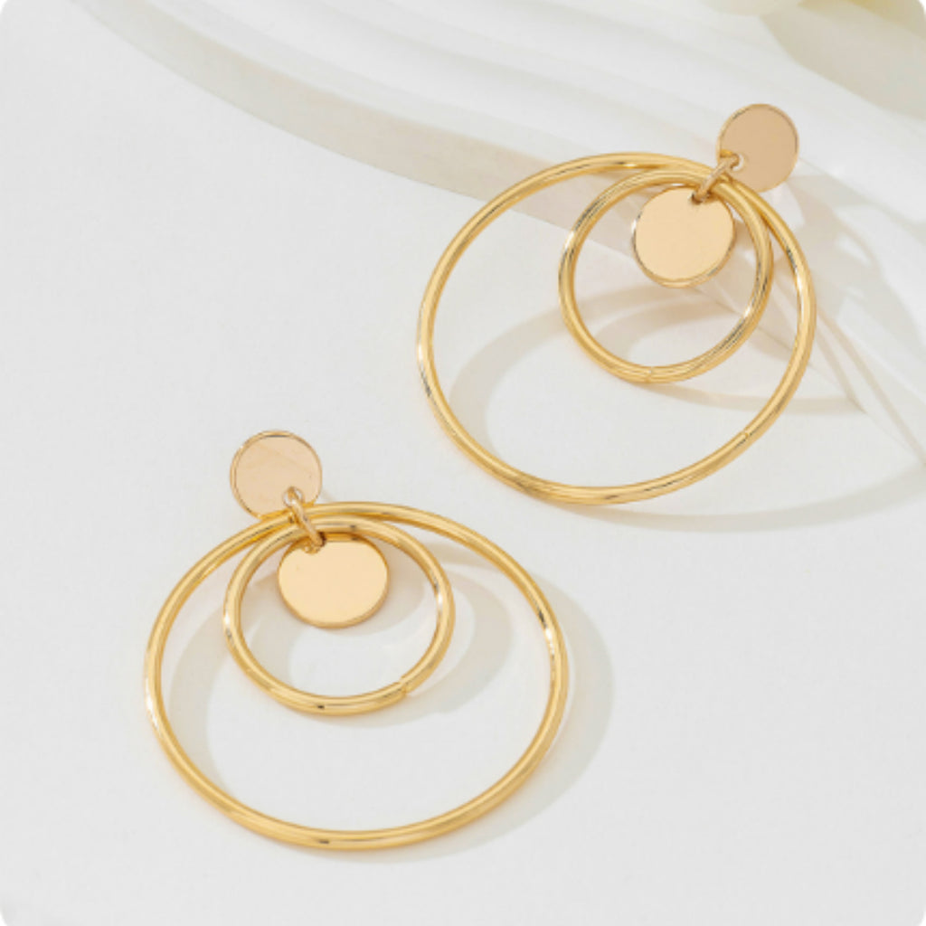 Multi Layer Circular Earrings, New Fashionable And Trendy For Women