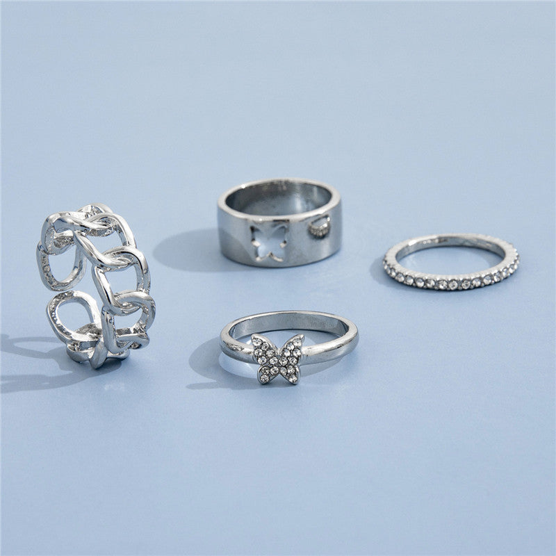 Personalized Butterfly Full Rhinestone Hollow Design Ring