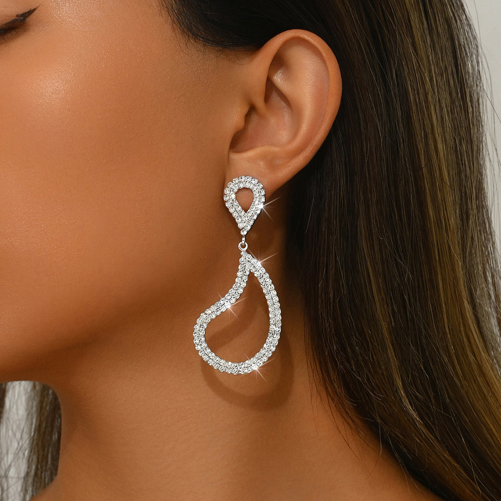Geometric Fashion Full Diamond Earrings