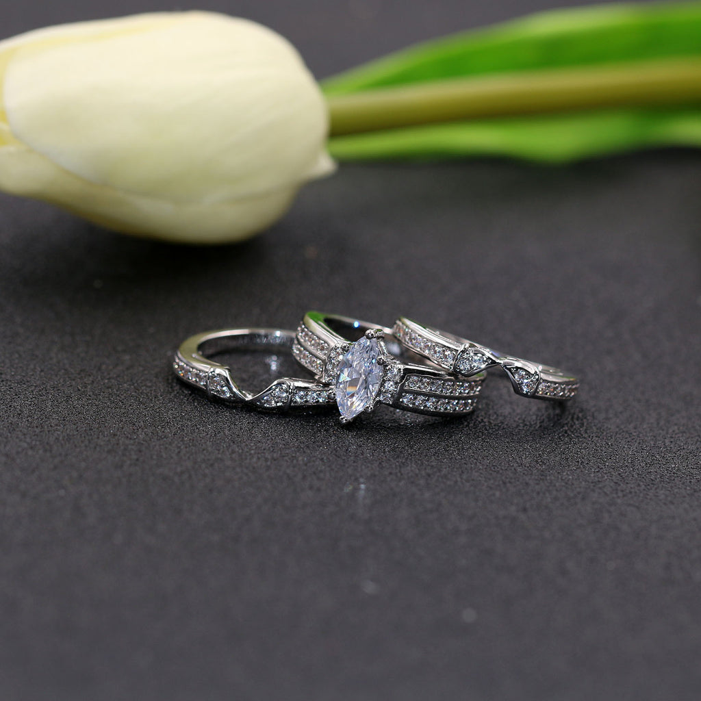 European and American popular models 3 double-layer combination ring ring violent suit ring