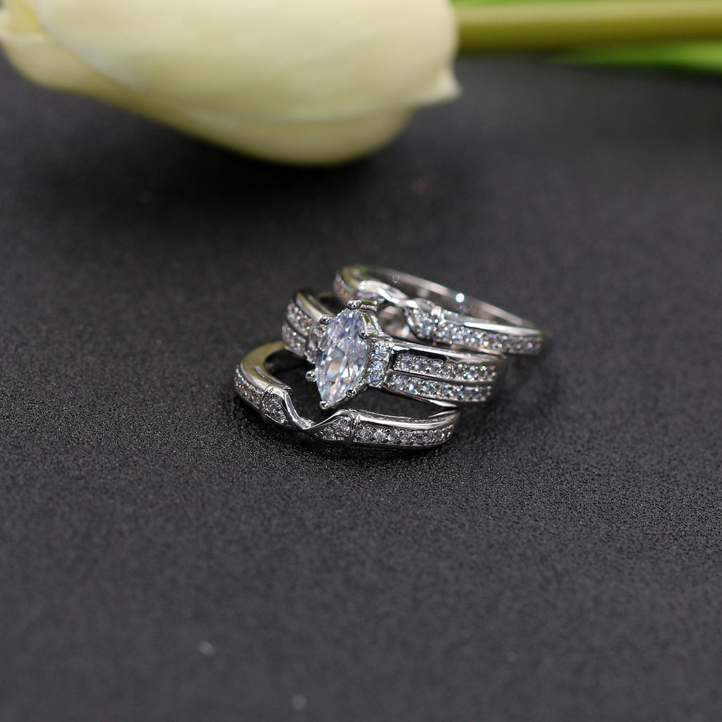 European and American popular models 3 double-layer combination ring ring violent suit ring