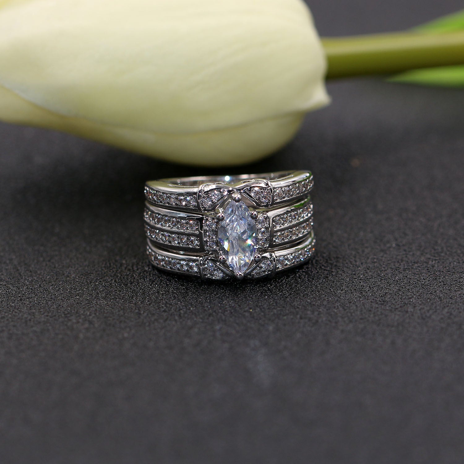 European and American popular models 3 double-layer combination ring ring violent suit ring