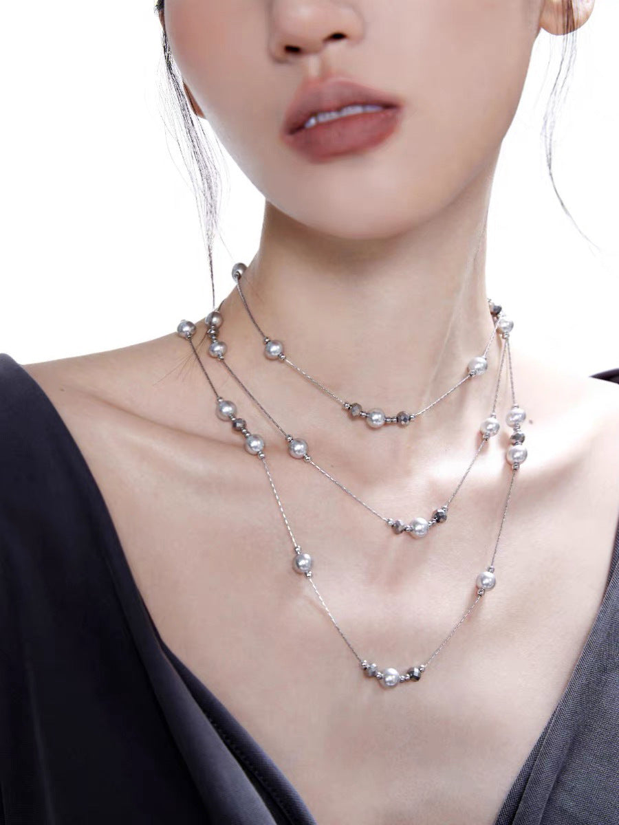 Advanced Gray Pearl Long Necklace