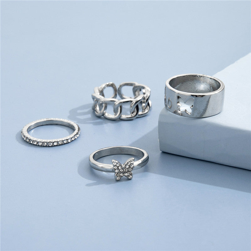 Personalized Butterfly Full Rhinestone Hollow Design Ring