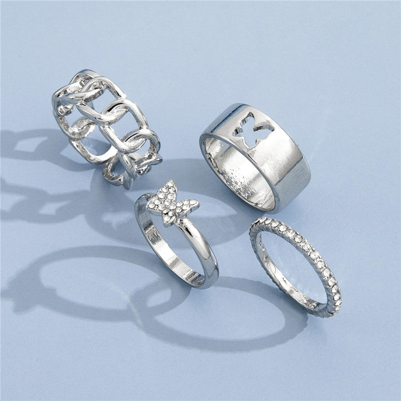 Personalized Butterfly Full Rhinestone Hollow Design Ring