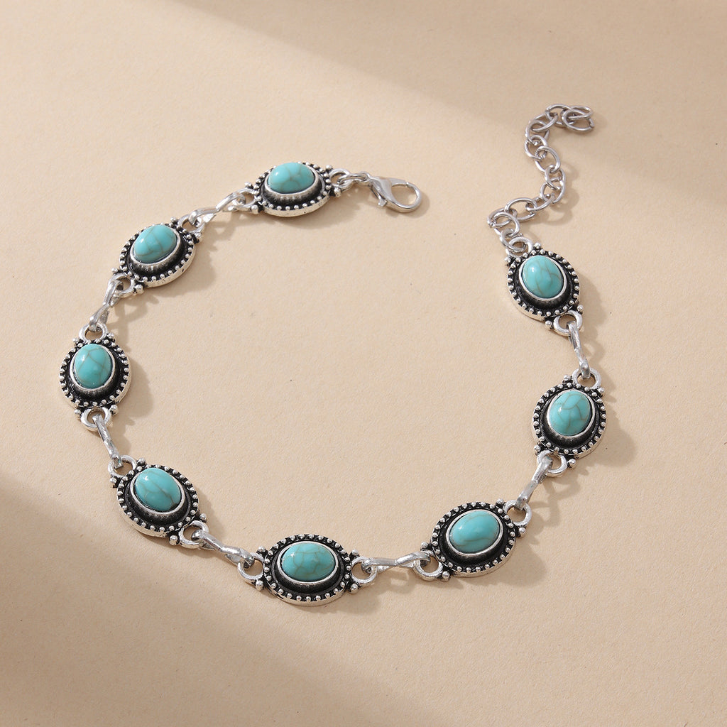 Simple All-match Retro National Style Anklets Beach Holiday Fashion Metal Alloy Turquoise Foot Ornaments